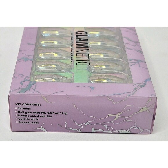Glamnetic Reusable Press-On Nails Stardust Medium Almond 24 Nail Kit New W/Glue - Picture 5 of 6